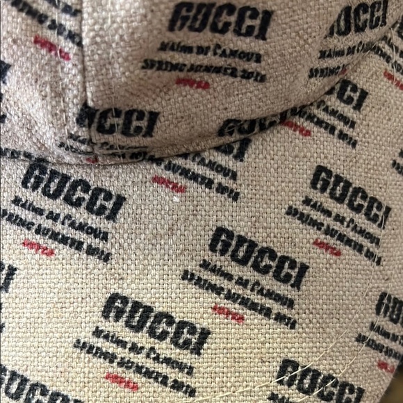 Gucci Tan and Black Geometric Pattern Hat original